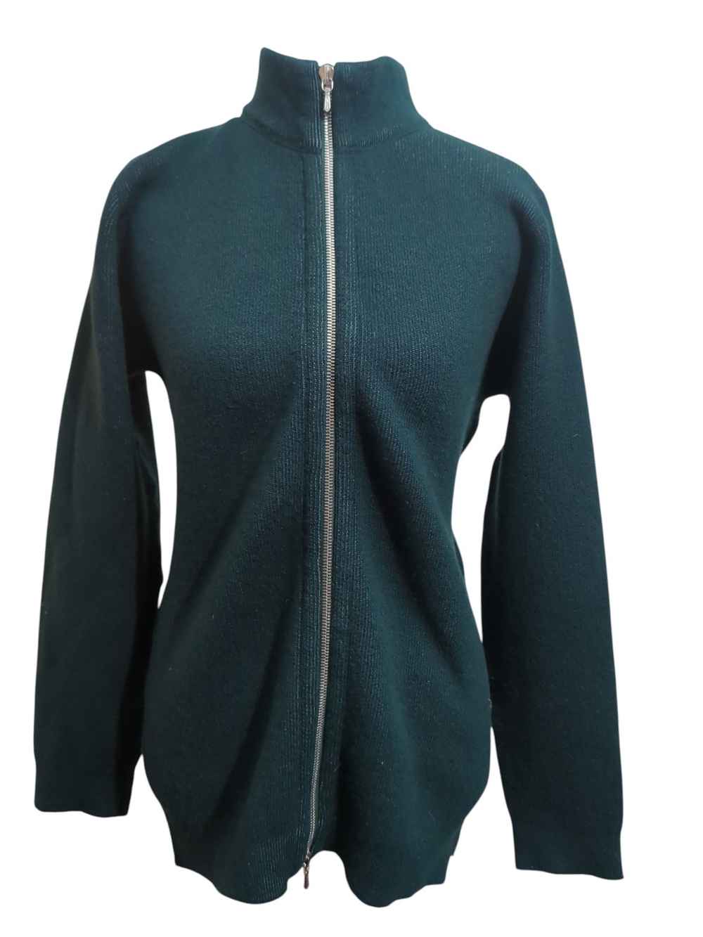 Sky Full-Zip Stand Collar Cardigan - Teal